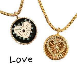 18k Gold Plated Reversible Heart Medallion Love Necklace